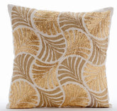 Gold Ginko Leaves - Gold Cotton Linen Decorative Euro Sham