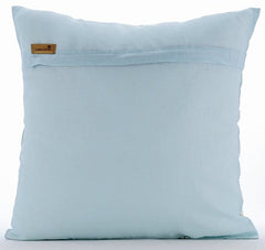 Gold Leaflet - Light Blue Cotton Linen Decorative Euro Sham