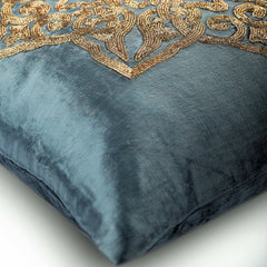 Gold Plated - Silver Velvet Decorative Euro Sham