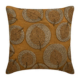 Gold Round Leaves - Gold Silk Decorative Euro Sham