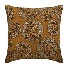 Gold Round Leaves Pillow Cover
