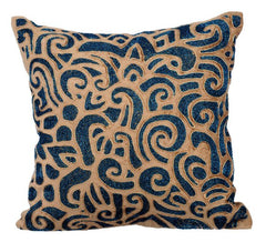 Gold & Sapphires Pillow Cover