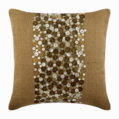 Gold Silver Sands - Beige Burlap Decorative Euro Sham
