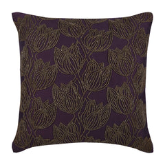 Gold Tulips - Plum Art Silk Decorative Euro Sham