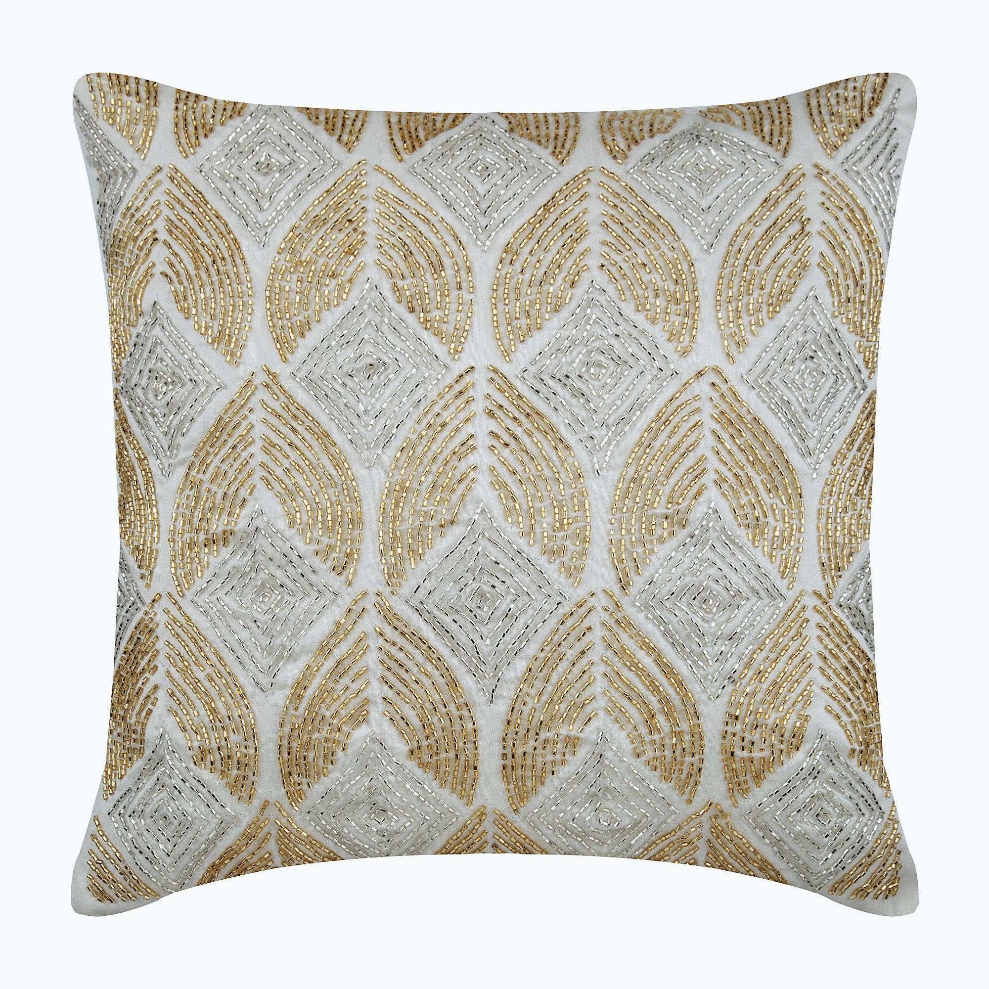 Golden Rain Beaded Decorative Euro Sham