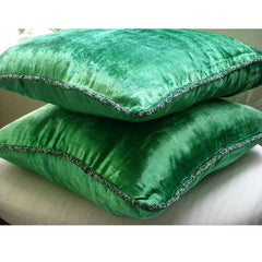 Green Shimmer - Emerald Green Velvet Decorative Euro Sham