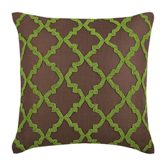 Green Symphony - Brown Cotton Linen Decorative Euro Sham