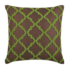 Green Symphony - Brown Cotton Linen Decorative Euro Sham