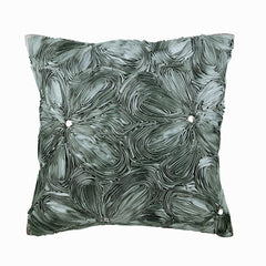 Grey Floral Robe Silk Throw Pillow Cover