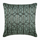 Grey N Silver Beaded Throw Pillow Cover