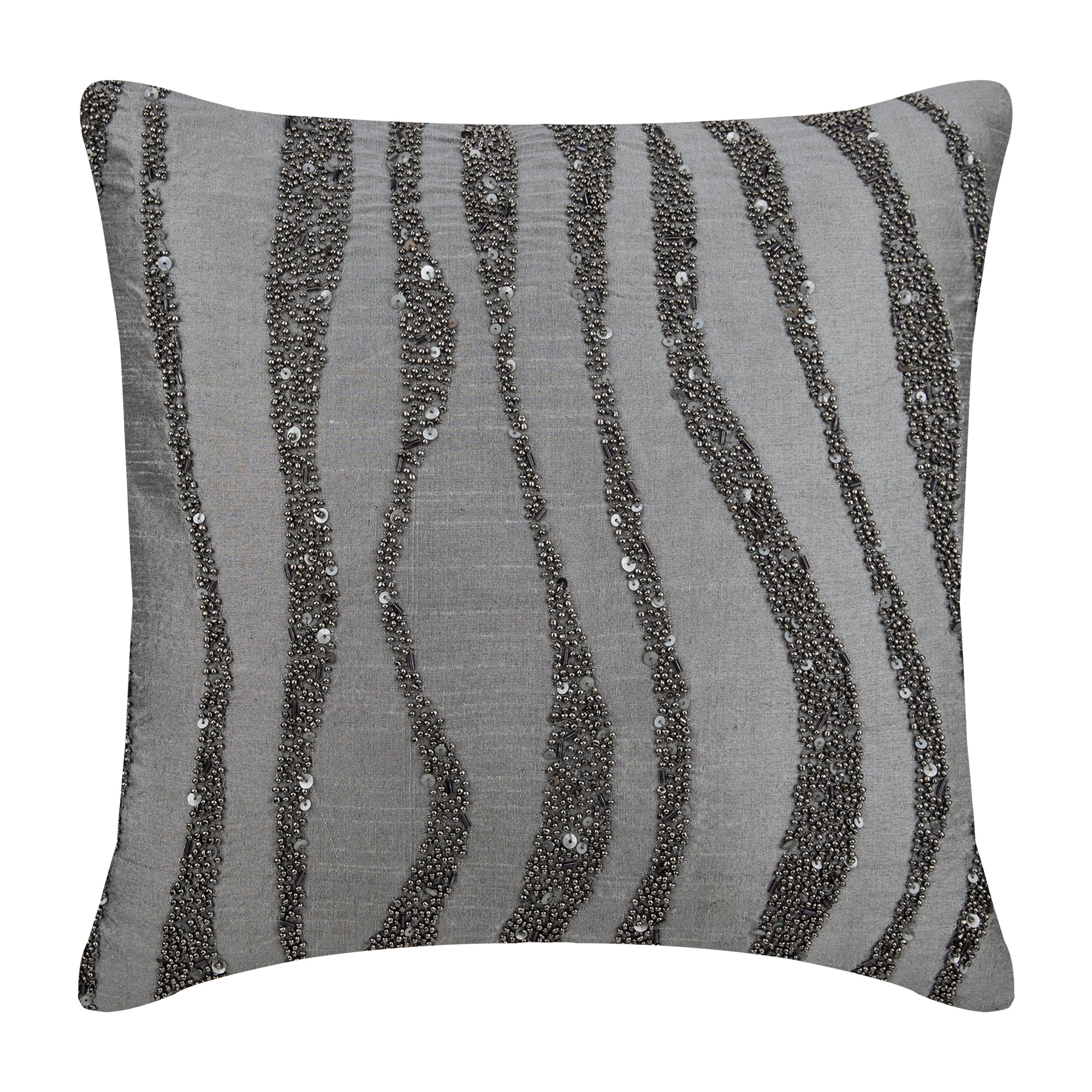 Grey Sand Dunes Silk Throw Pillow Cover