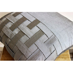 Grey Silver Bricks - Gray Art Silk Throw Pillow Cover
