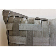Grey Silver Bricks - Gray Art Silk Decorative Euro Sham