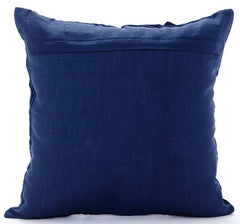 I Love Pom Poms - Navy Blue Cotton Linen Decorative Euro Sham