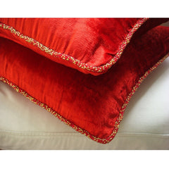 Red Shimmer - Red Velvet Decorative Euro Sham