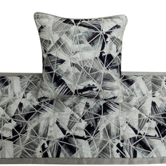 Grey Angular Decorative Bed Runner and Pillow Cover