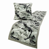Grey Angular Decorative Bed Runner and Pillow Cover