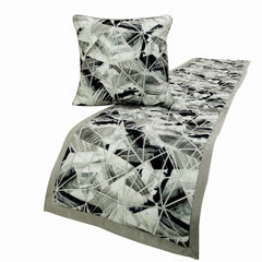 Grey Angular Decorative Bed Runner and Pillow Cover
