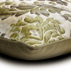 Damask Garden - Green Silk Throw Pillow Cover