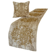 Foil Damask Gold Decorative Bed Runner and Pillow Cover