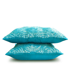 All Eyes on Aqua - Blue Silk Lumbar Pillow Cover