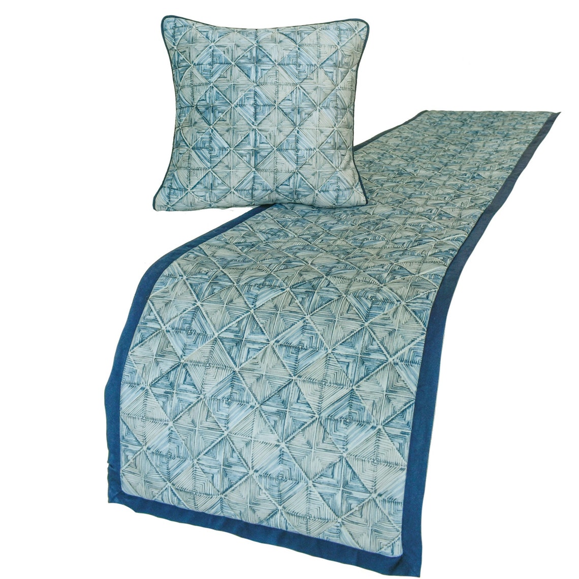 Indigo Centric Decorative Bed Runner and Pillow Cover