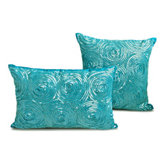 All Eyes on Aqua - Blue Silk Lumbar Pillow Cover