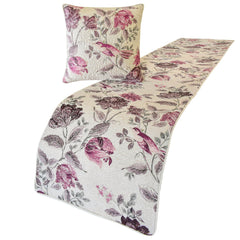 Vintage Birdie - Cotton Pink Decorative Bed Runner and Pillow Cover