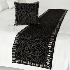 Mosaic Noir Decorative Bed Runner and Pillow Cover