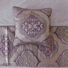Embre Purple Decorative Bed Runner and Pillow Cover