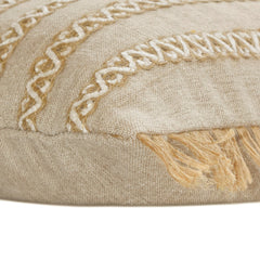 Hadiya - Beige Jute & Linen Lumbar Pillow Cover