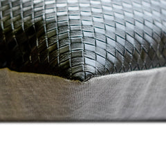 Lux Black - Black & Grey Faux Leather Lumbar Pillow Cover