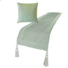 Tessellation Blue - Jacquard Blue Decorative Bed Runner and Pillow Cover