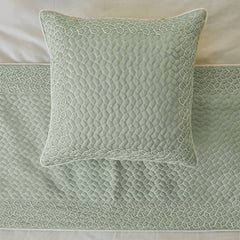 Tessellation Blue - Jacquard Blue Decorative Bed Runner and Pillow Cover