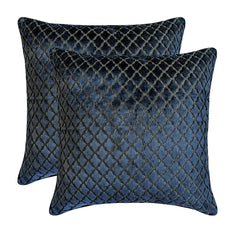 Geolattice Navy - Navy Blue Velvet Throw Pillow Cover