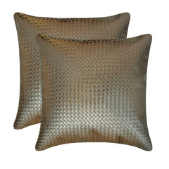 Tanner Grey - Grey Faux Leather Throw Pillow Cover
