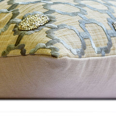 Angular Harmony - Grey & Beige Linen Lumbar Pillow Cover