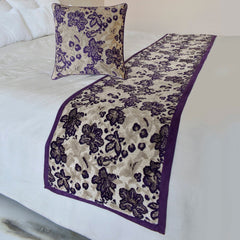 Plum Petal Decorative Bed Runner and Pillow Cover