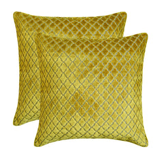 Geolattice Chartreuse - Chartreuse Green Velvet Throw Pillow Cover