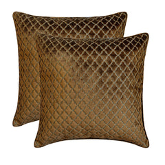 Geolattice Brown - Brown Velvet Throw Pillow Cover