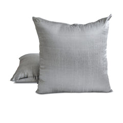 Silver Gray Luxury Pack of 2 - Silver Grey Art Silk Throw Pillow Cover