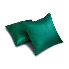 Dark Green Luxury Pack of 2 - Emerald Green Art Silk Throw Pillow Cover