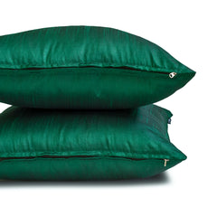 Dark Green Luxury Pack of 2 - Emerald Green Art Silk Throw Pillow Cover