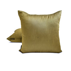 Antique Gold Luxury Pack of 2 - Antique Gold Art Silk Throw Pillow Cover