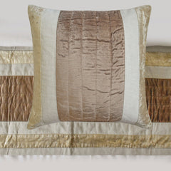 Luxe Velvet Lines - Velvet Beige Decorative Bed Runner and Pillow Cover