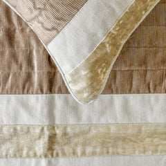 Luxe Velvet Lines - Velvet Beige Decorative Bed Runner and Pillow Cover
