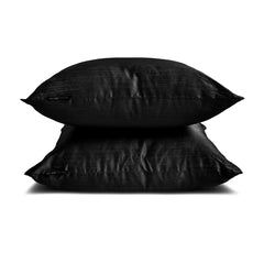 Black Luxury Pack of 2 - Black Art Silk Throw Pillow Cover