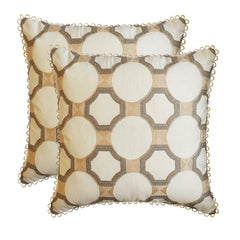 Medina Artistry - Ivory, Beige & Grey Cotton Linen Throw Pillow Cover