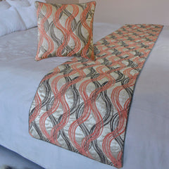 Orange Twirls Decorative Bed Runner and Pillow Cover