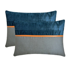 Corduroy Cozies Blue - Blue Corduroy & Linen Lumbar Pillow Cover
